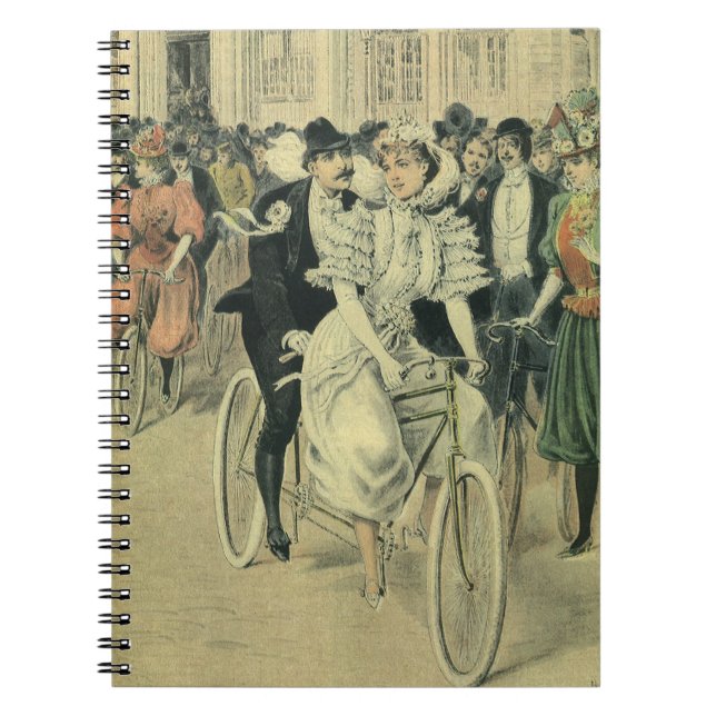 Carnet Mariés de mariage victorien sur bicyclette (Devant)