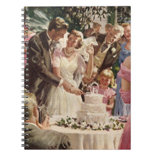 Carnet Mariés de mariage vintage coupent le gâteau