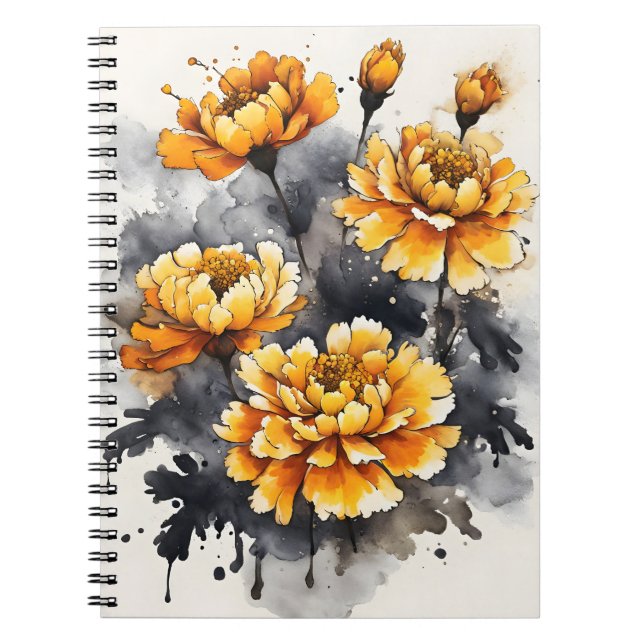 Carnet Marigold - Watercolor flowers (Devant)