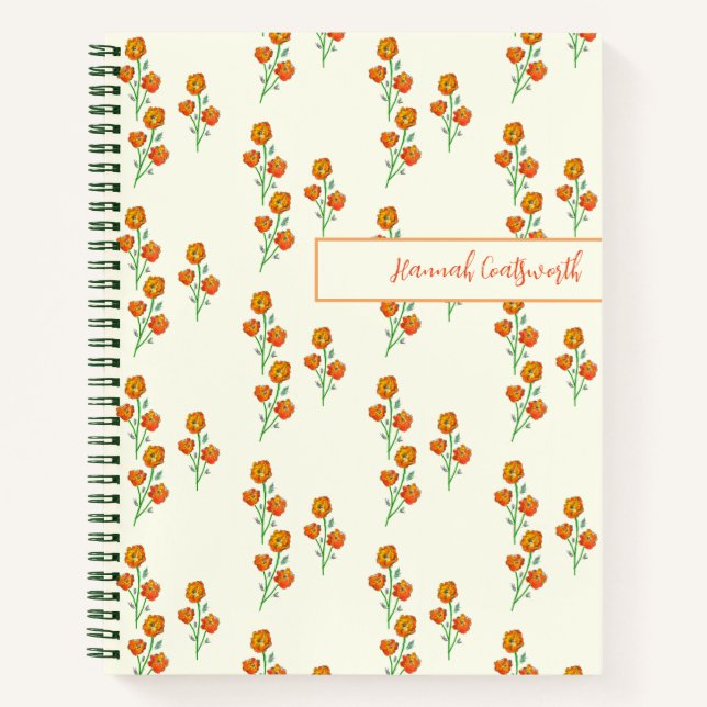 Carnet Marigolds Orange Floral (Devant)