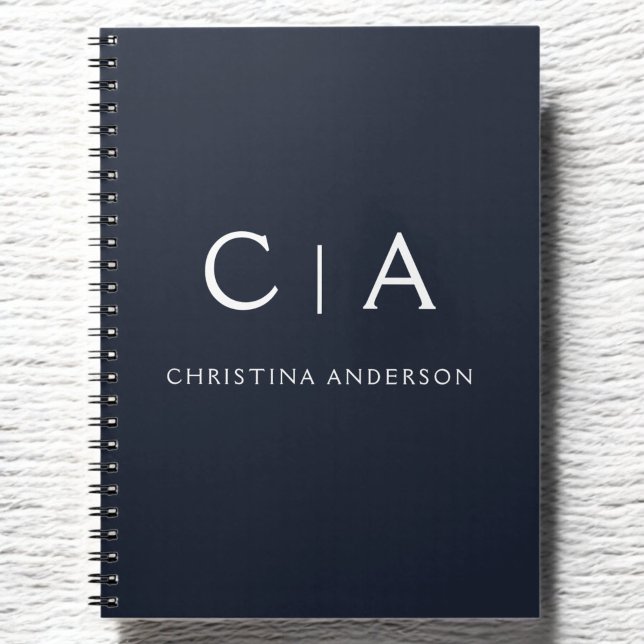 Carnet Marine Bleu Blanc Moderne Élégant Classe professio (Créateur téléchargé)