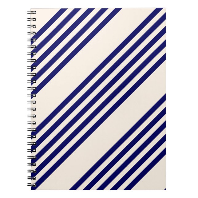 Carnet Marine bleu et beige cinq bandes motif (Devant)