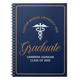Carnet Marine Blue Gold Médicale School Graduation Keepsa