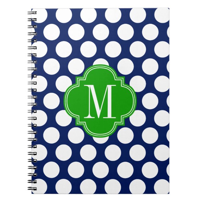 Carnet Marine Girly et grands points verts décorés d'un (Devant)