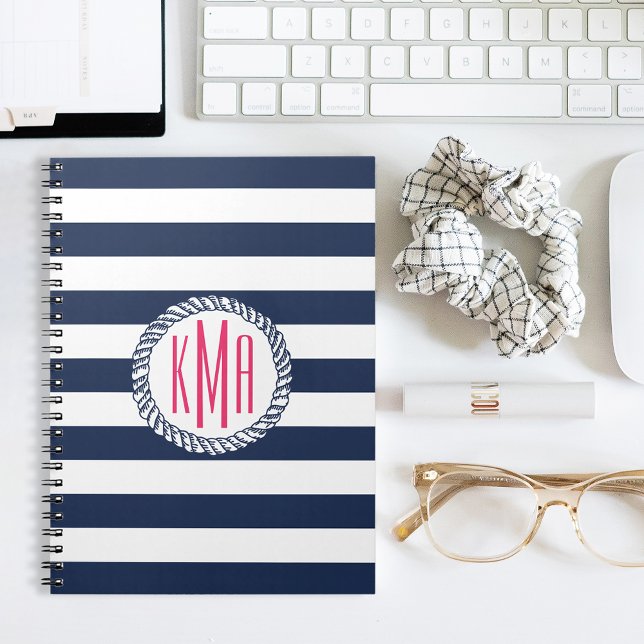 Carnet Marine nautique et bande blanche avec Monogramme r (Créateur téléchargé)