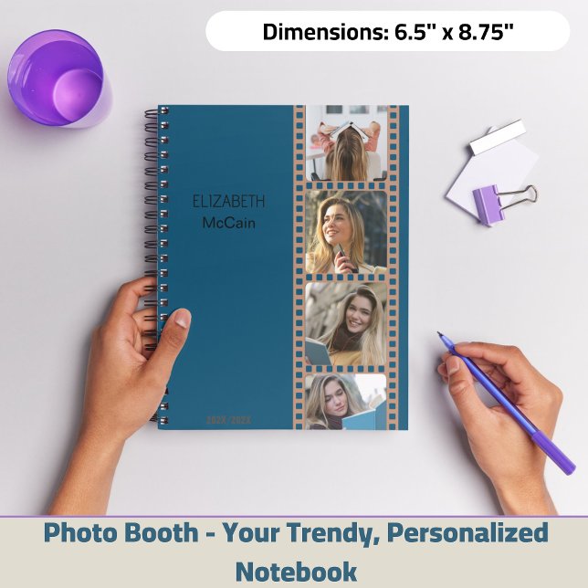 Carnet Marine Photo Booth - Moderne tendance personnalisé (Brown Photo Booth - Trendy Modern Personalized Science Spiral Notebook!)