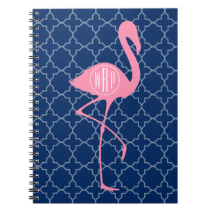 Carnet Marine rose Quatrefoil de Flamant rose de