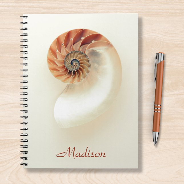 Carnet Marine Seashell Nom personnalisé Minimaliste chic (Créateur téléchargé)