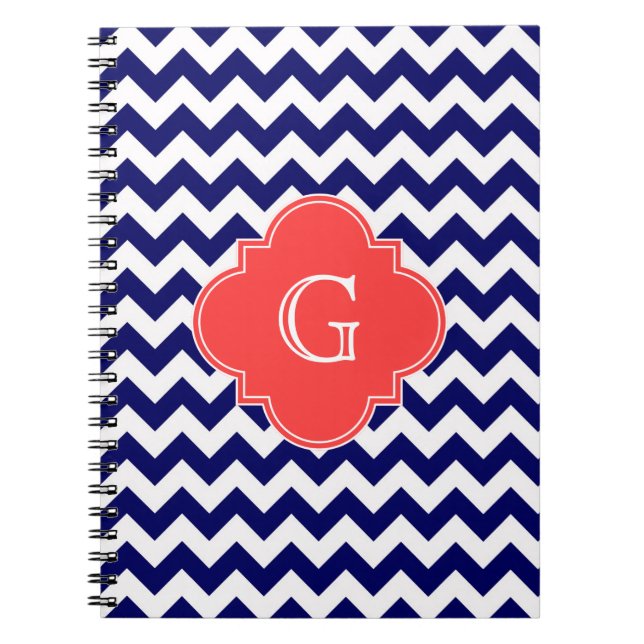 Carnet Marine What Chevron Zigzag Coral Quatrefoil Monogr (Devant)