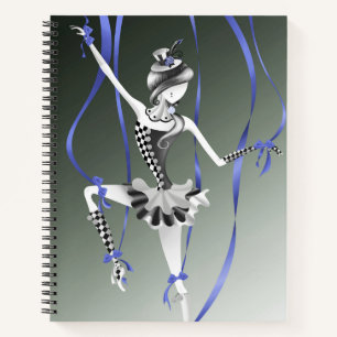 Carnet Marionnette de ballerine excentrique Rubans bleus 