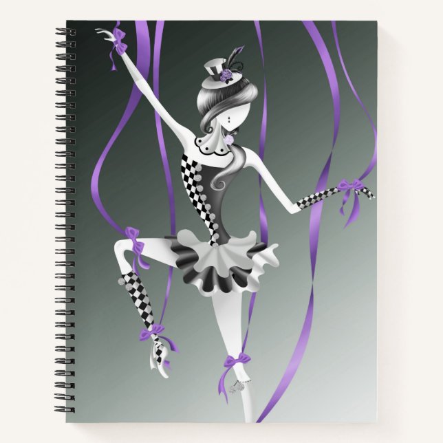 Carnet Marionnette de ballerine fantaisiste Rubans violet (Devant)