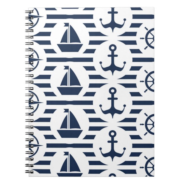 Carnet Maritime dans le motif bleu (Devant)