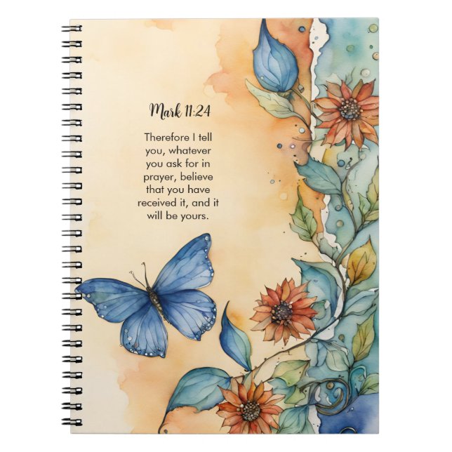 Carnet Mark 11:24, conception de verset biblique chrétien (Devant)