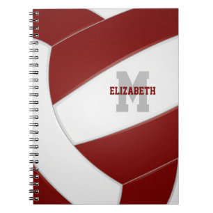 Carnet Maroon blanc personnalisées filles garçons volleyb