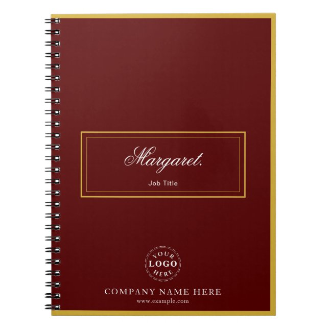 Carnet Maroon Custom Spiral Notebook with Name & Logo (Devant)