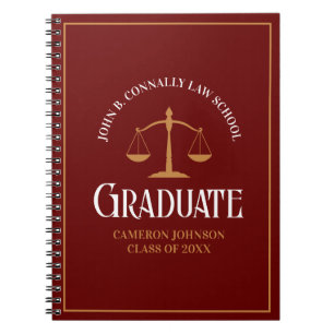 Carnet Maroon Gold Law School Graduation personnalisée