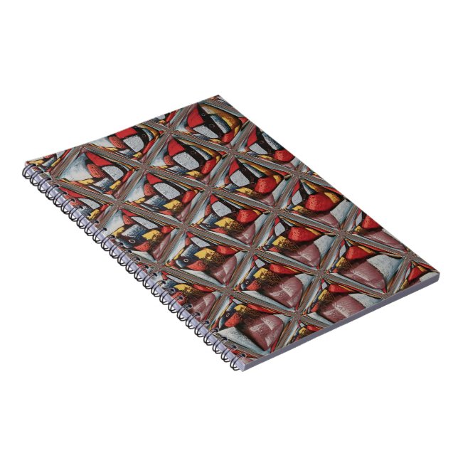Carnet Maroon gris cendré en relief À damiers : un art mo (Côté Droit)