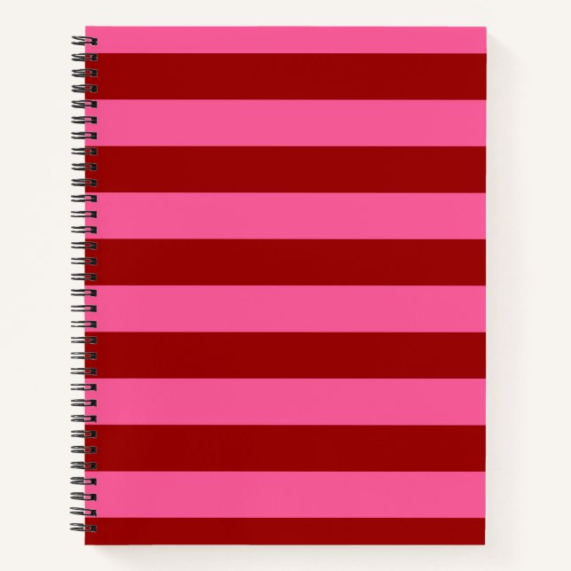 Carnet Maroon Rouge rose rayures Design (Devant)