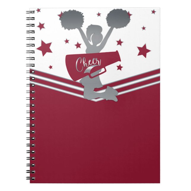 Carnet Maroon Silver Stars Cheer Cheer Leader (Devant)