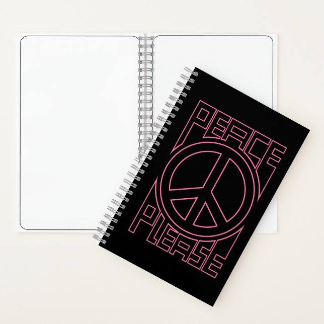 Carnet Marque de lettre rose Peace Please (À l'intérieur)