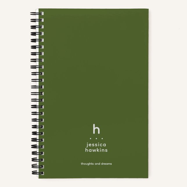 Carnet Marque de luxe vert olive foncé tendance (Recto)