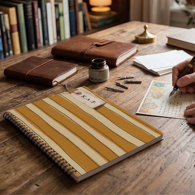 Carnet Marque-page initial personnalisé rayé jaune (Créateur téléchargé)