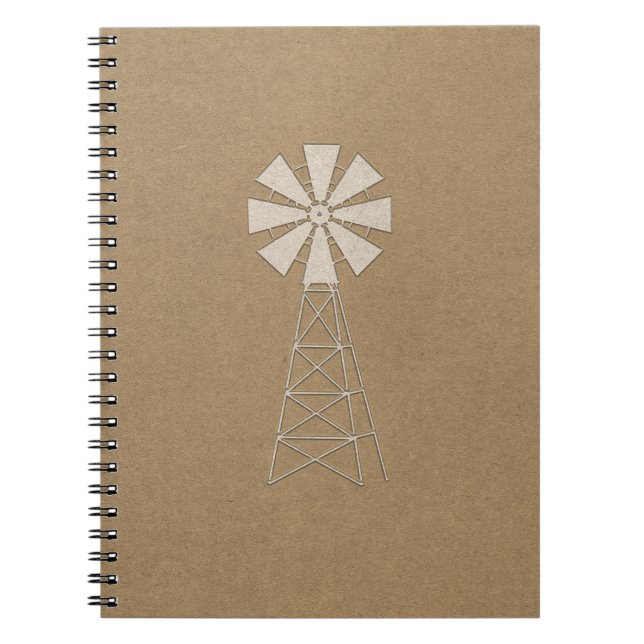 Carnet Marron Rustique Kraft Moulin à Vent Campagne Moder (Devant)