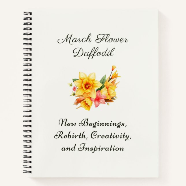 Carnet Mars Mois de la naissance Daffodique cadeau de nai (Devant)