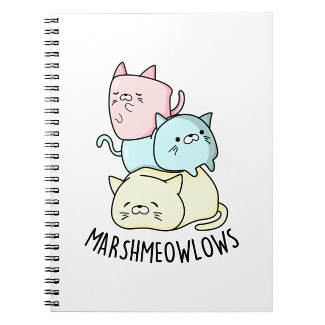 Carnet Marsh-meow-lows Pun de chat drôle Marshmallow  (Devant)