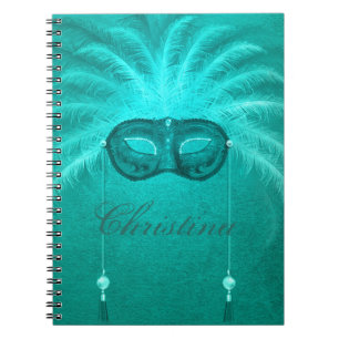 Carnet Mascarade masque élégant turquoise
