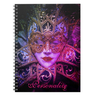 Carnet Mascarade masque victorien élégant rose noir