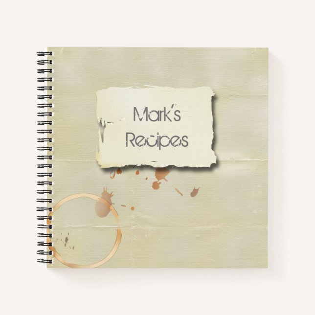 Carnet Masculine de papier Kraft taché de café (Devant)