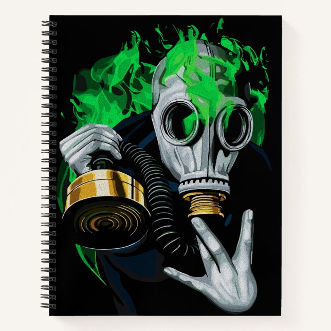 Carnet Masque à gaz toxique : Flammes néon (Devant)