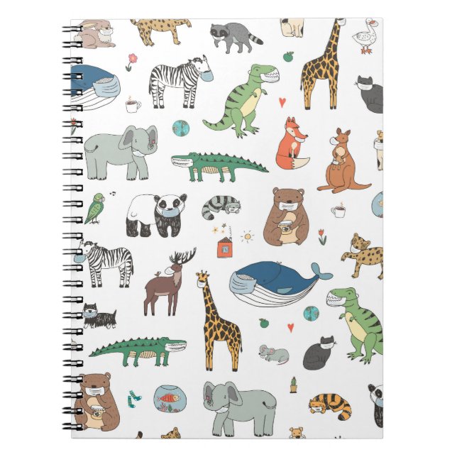 Carnet Masque d'animal pour enfants, motif de virus. (Devant)