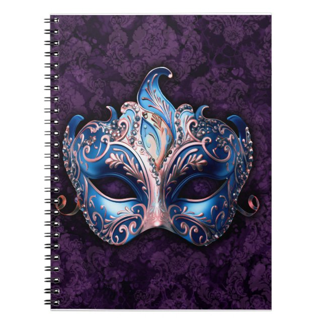 Carnet Masque de masquerade bleu élégant (Devant)