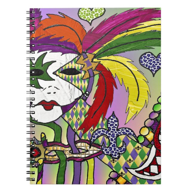 Carnet Masque de plumes de Mardi Gras psychédélique (Devant)