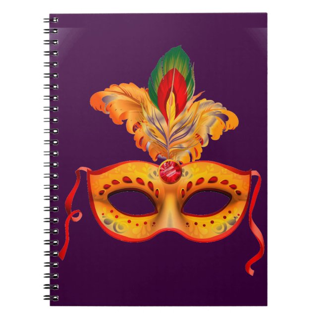 Carnet Masque royal violet mascarade mardi gras (Devant)