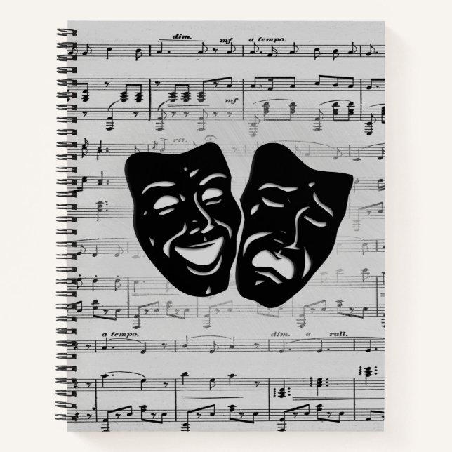 Carnet Masques de musique et de théâtre argentés (Devant)