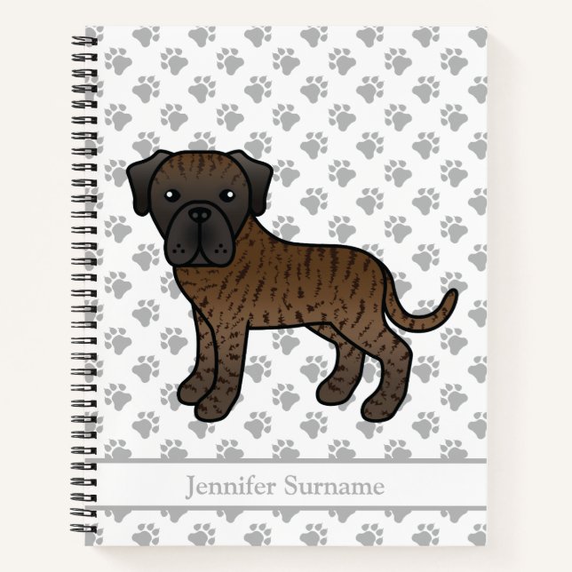 Carnet Mastiff Anglais Bringé Chien de Dessin Animé Migno (Devant)