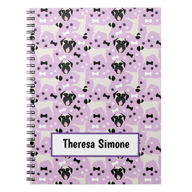 Carnet Mastiff Fawn Chien race Motif pourpre (Devant)