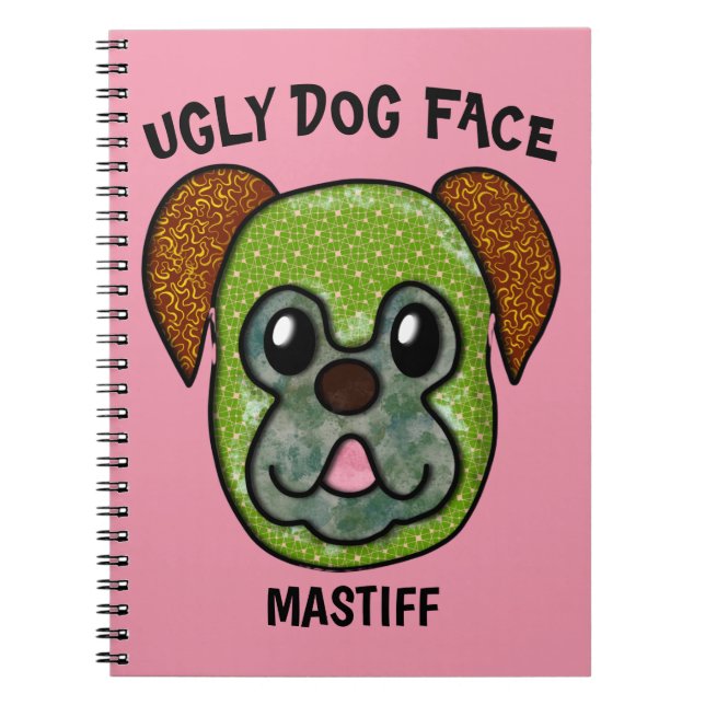 Carnet Mastiff unique de visage de chien laid (Devant)