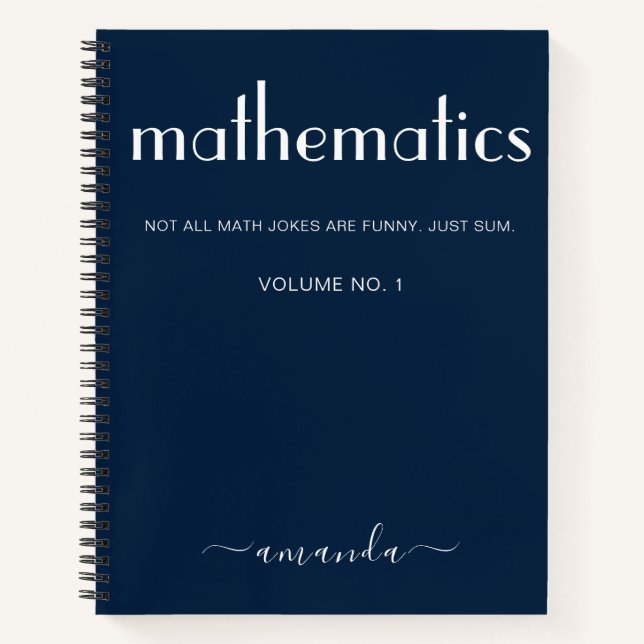 Carnet Mathématiques personnalisées bleu moderne (Devant)