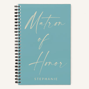Carnet Matron d'honneur minimaliste Turquoise personnalis