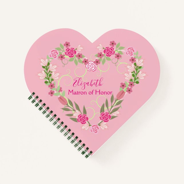 Carnet Matron rose d'honneur Mariage floral (Devant)