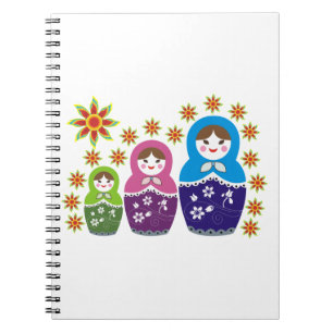 Carnet Matryoshka Poupées russes & tournesols personnalis