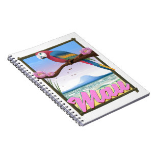 Carnet Maui Hawaii perroquet affiche de voyage tropicale