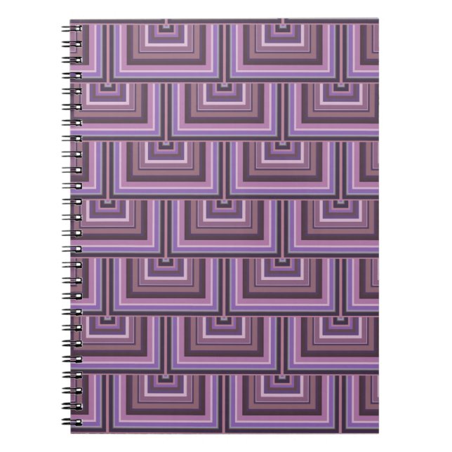 Carnet Mauve stripes square scales pattern (Devant)