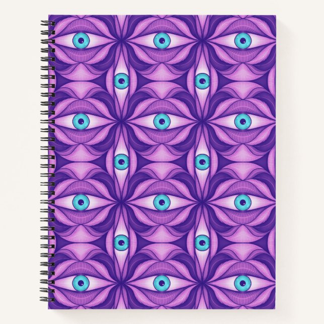 Carnet Maximalist Abstract Botanical Eye Pattern Purple (Devant)