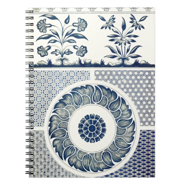 Carnet Médaillon Chinois : Chinoiserie Bleu Indigo (Devant)
