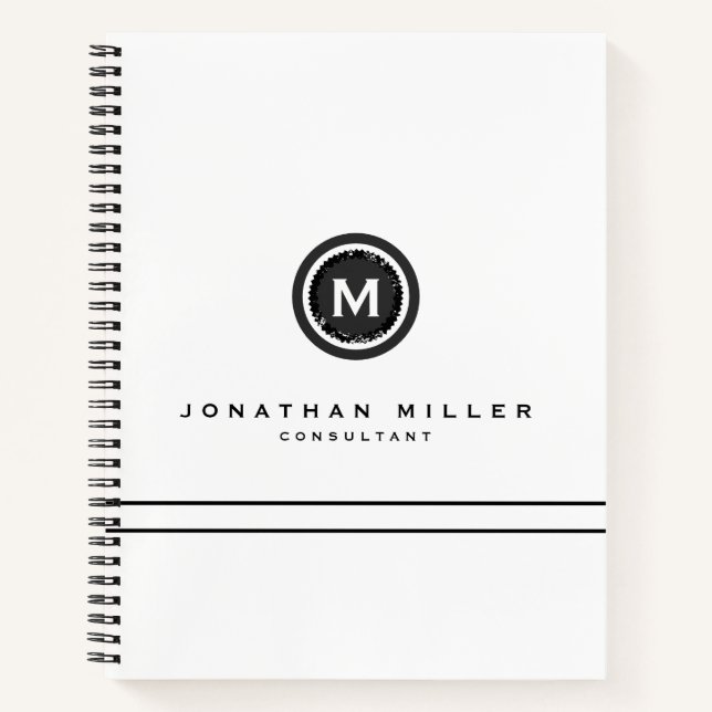 Carnet Médaillon de monogramme blanc professionnel (Devant)